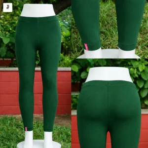Women bottle green ankle leggings by Jeeyo Fashion
