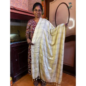 Skin checked cotton dupatta with tassels for women – Jeeyo Fashion