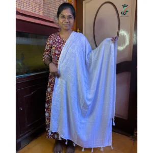 White checked cotton dupatta with tassels for women – Jeeyo Fashion