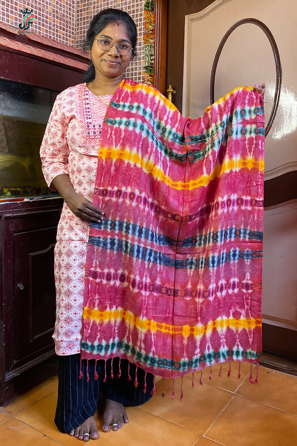 Multi color cotton stole for women