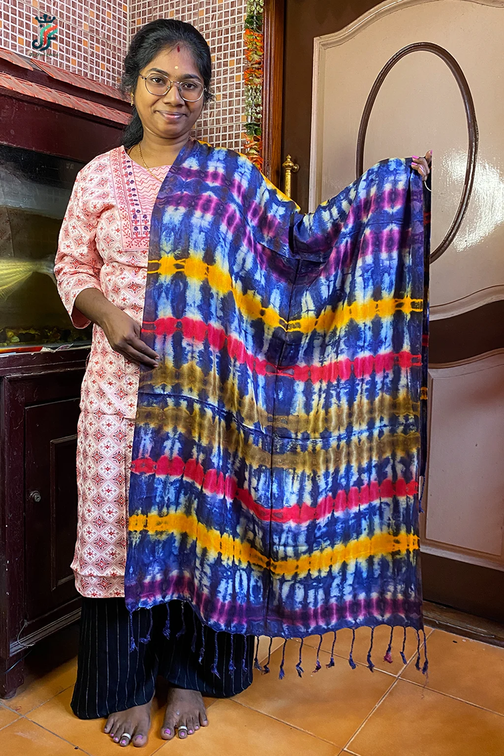 Multi color cotton stole for women