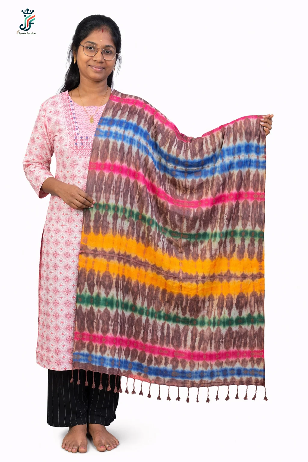 Multi color cotton stole for women