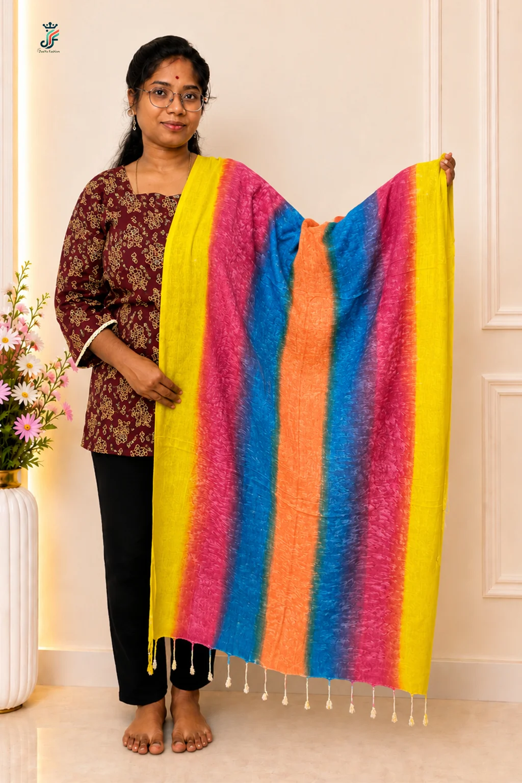 Printed stole for women with tassel detailing
