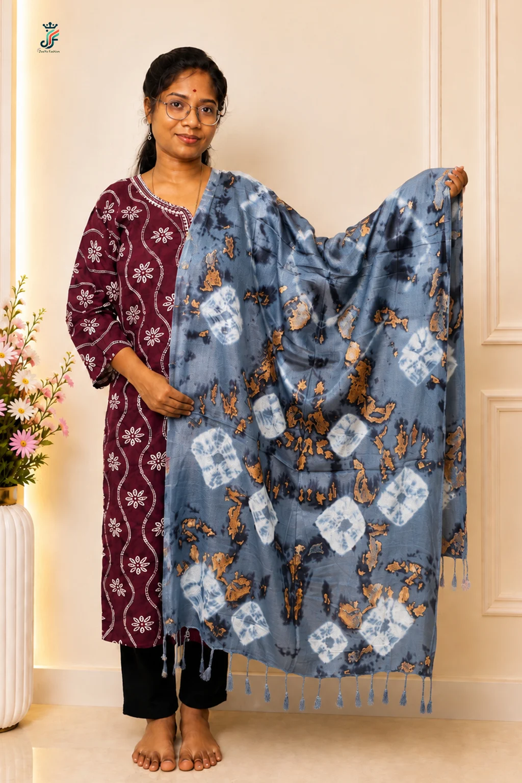 Printed stole for women with tassel detailing