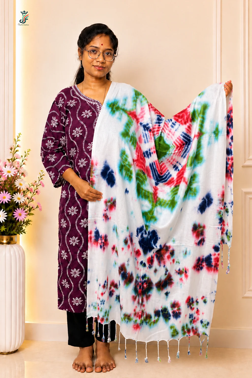 Printed stole for women with tassel detailing