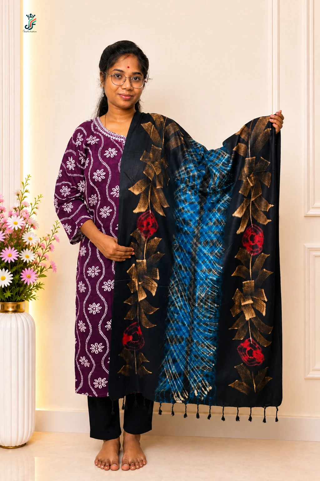 Printed stole for women with tassel detailing